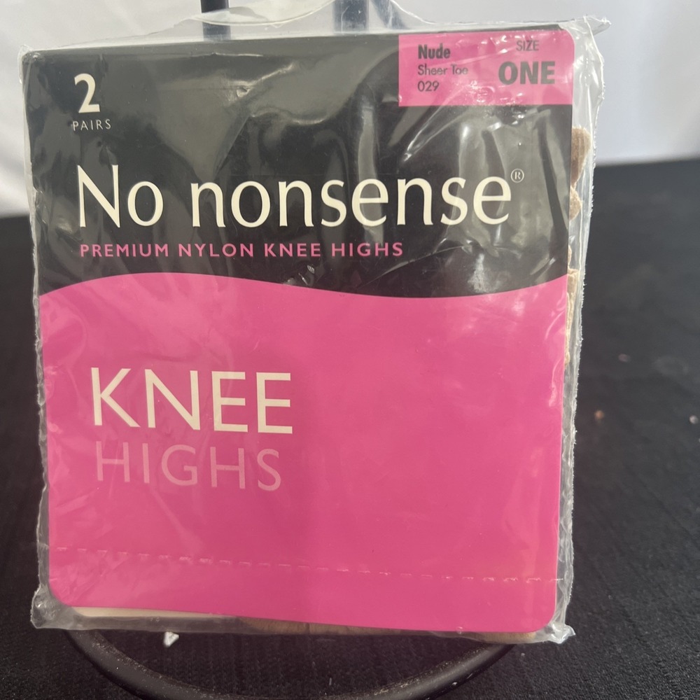 No nonsense 2 Pairs Premium Nylon Knee Highs Nude Sheer Toe 029 One Size Italy